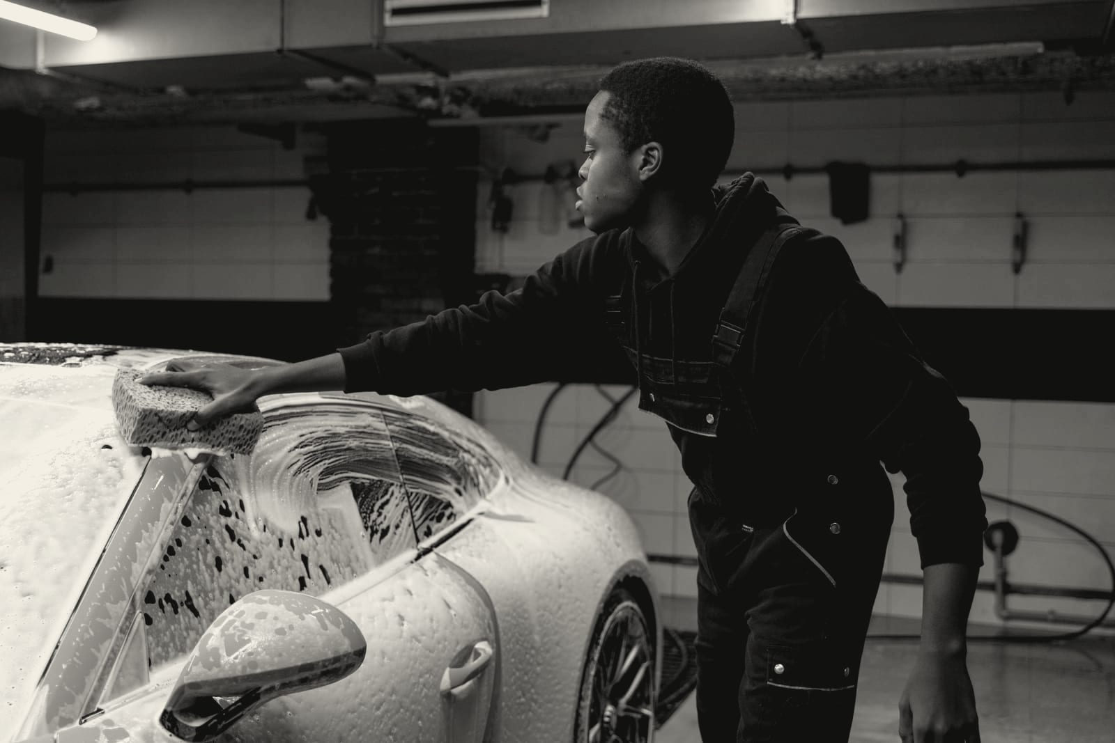 Gentle hand wash during a mobile detail